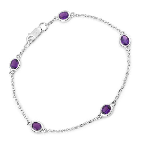 Bracelet en argent sterling .925 avec améthyste véritable de 1,70 carat