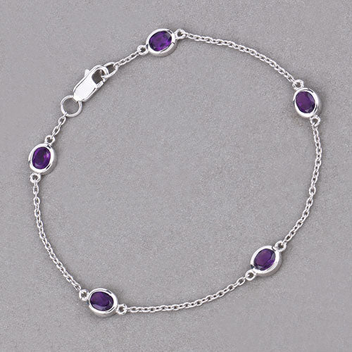 Bracelet en argent sterling .925 avec améthyste véritable de 1,70 carat