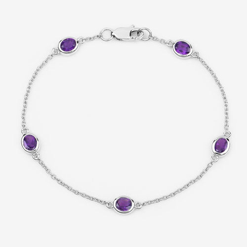 Bracelet en argent sterling .925 avec améthyste véritable de 1,70 carat