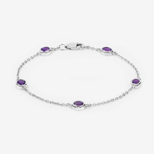 Bracelet en argent sterling .925 avec améthyste véritable de 1,70 carat