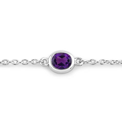 Bracelet en argent sterling .925 avec améthyste véritable de 1,70 carat