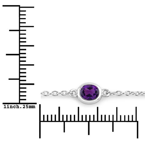 Bracelet en argent sterling .925 avec améthyste véritable de 1,70 carat