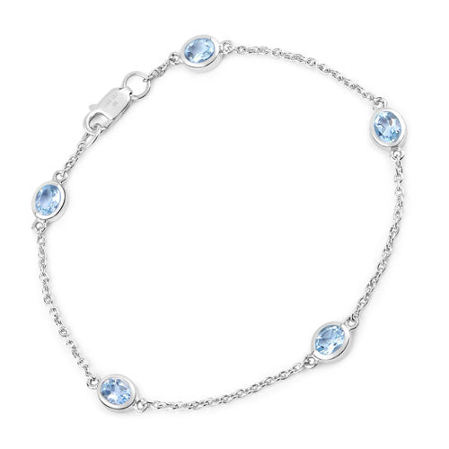 1.80 Carat Genuine Blue Topaz Sterling Silver Bracelet
