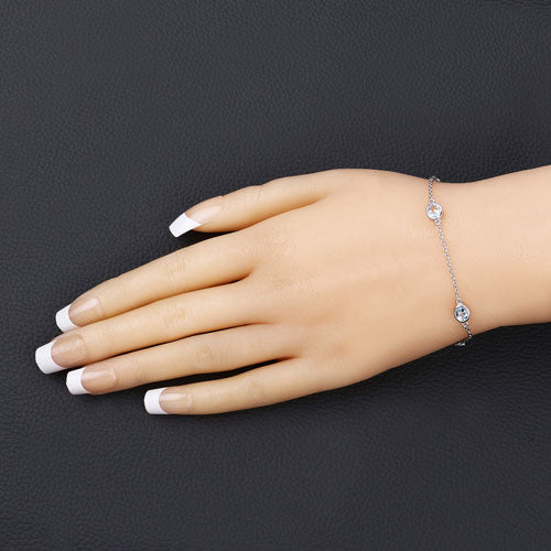 1.80 Carat Genuine Blue Topaz Sterling Silver Bracelet