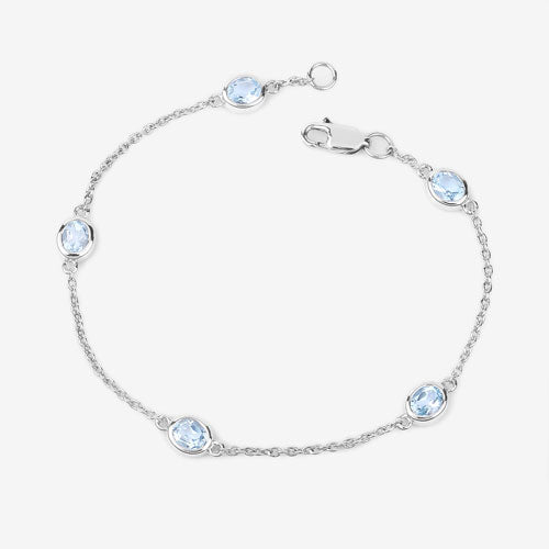1.80 Carat Genuine Blue Topaz Sterling Silver Bracelet