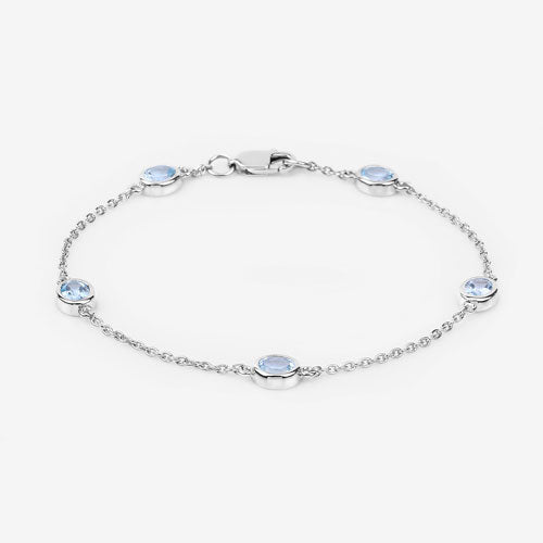 1.80 Carat Genuine Blue Topaz Sterling Silver Bracelet