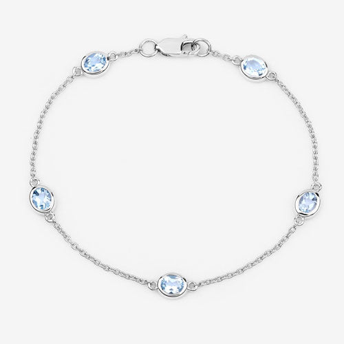 1.80 Carat Genuine Blue Topaz Sterling Silver Bracelet