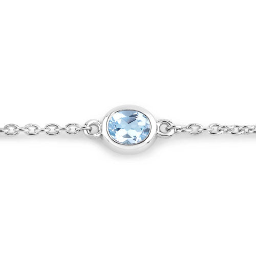 1.80 Carat Genuine Blue Topaz Sterling Silver Bracelet