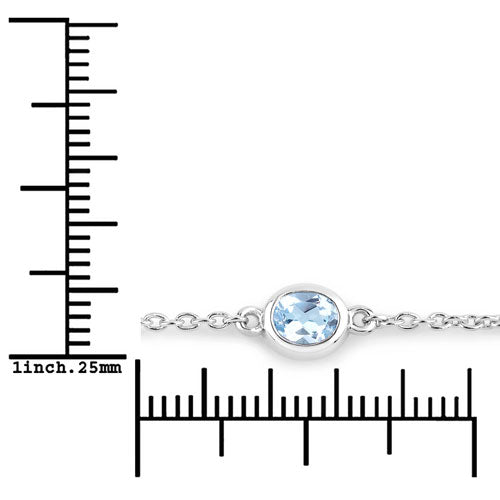 1.80 Carat Genuine Blue Topaz Sterling Silver Bracelet