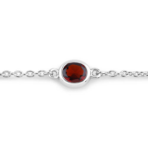 Pulsera de Plata Esterlina .925 con Granate Genuino de 2.25 Quilates