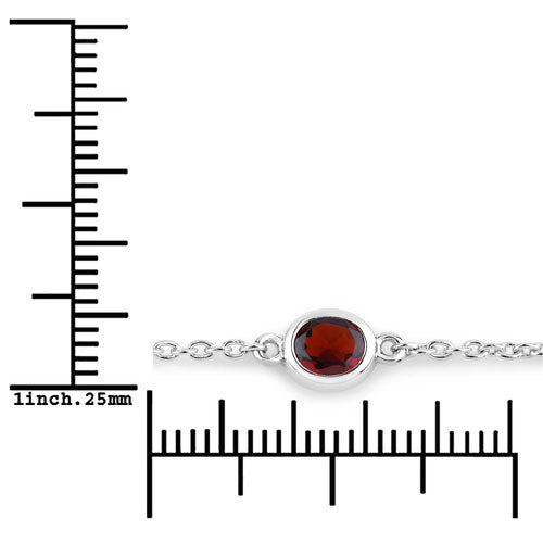 Pulsera de Plata Esterlina .925 con Granate Genuino de 2.25 Quilates