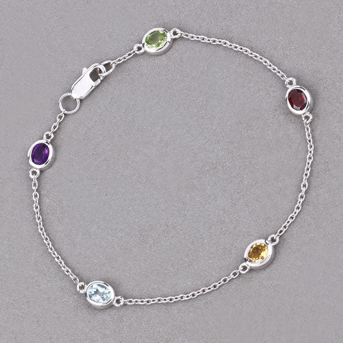 Bracelet en argent sterling .925 de 1,83 carat avec pierres multi-stones