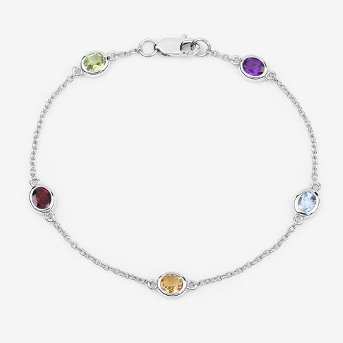 Bracelet en argent sterling .925 de 1,83 carat avec pierres multi-stones