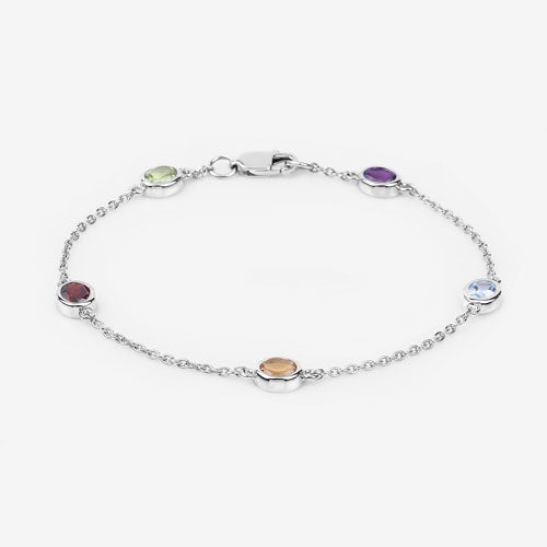 Bracelet en argent sterling .925 de 1,83 carat avec pierres multi-stones