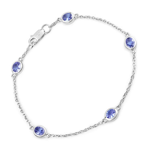 Bracelet en argent sterling de 1,65 carat en tanzanite véritable