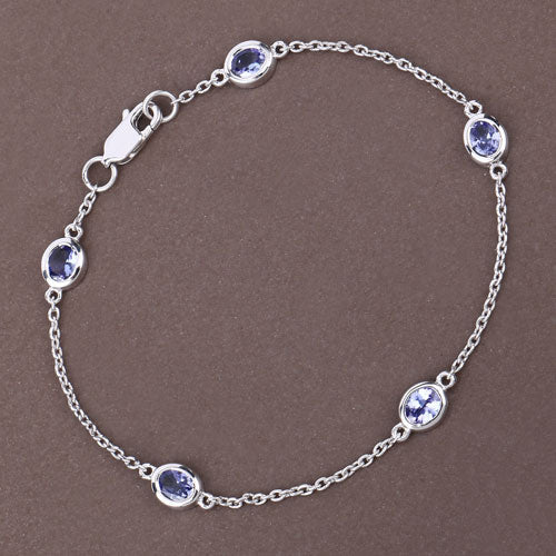 Bracelet en argent sterling de 1,65 carat en tanzanite véritable