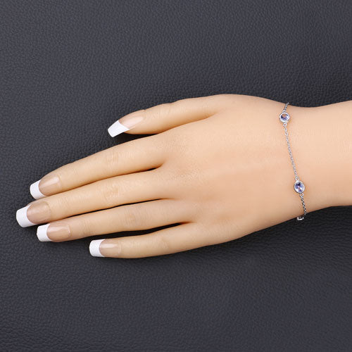 Bracelet en argent sterling de 1,65 carat en tanzanite véritable