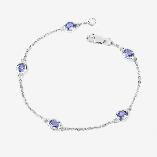Bracelet en argent sterling de 1,65 carat en tanzanite véritable