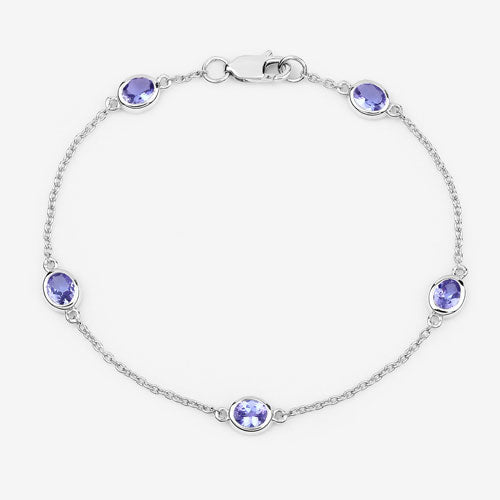Bracelet en argent sterling de 1,65 carat en tanzanite véritable