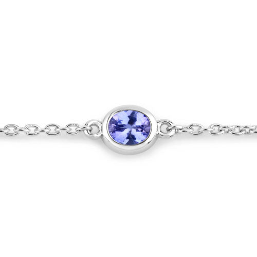 Bracelet en argent sterling de 1,65 carat en tanzanite véritable