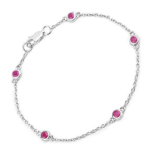 Pulsera de Rubí Genuino de 0.65 Quilates en Plata Esterlina .925