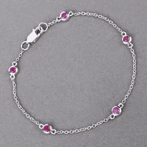 Pulsera de Rubí Genuino de 0.65 Quilates en Plata Esterlina .925
