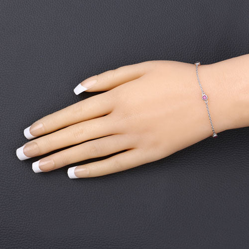 Pulsera de Rubí Genuino de 0.65 Quilates en Plata Esterlina .925
