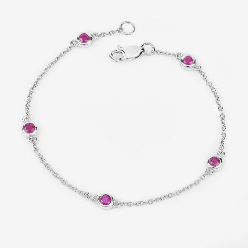 Pulsera de Rubí Genuino de 0.65 Quilates en Plata Esterlina .925