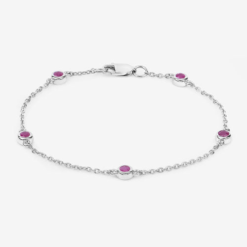Pulsera de Rubí Genuino de 0.65 Quilates en Plata Esterlina .925