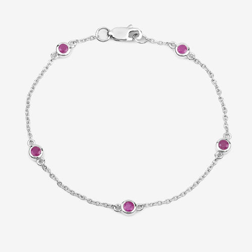 Pulsera de Rubí Genuino de 0.65 Quilates en Plata Esterlina .925