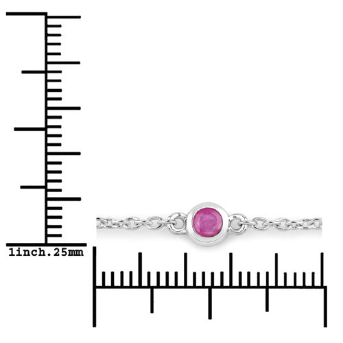Pulsera de Rubí Genuino de 0.65 Quilates en Plata Esterlina .925