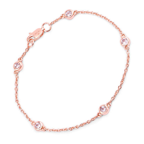Pulsera de plata esterlina con morganita genuina de 0.45 quilates