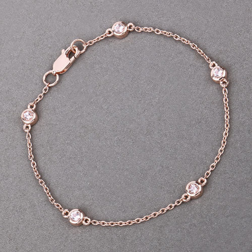 Pulsera de plata esterlina con morganita genuina de 0.45 quilates