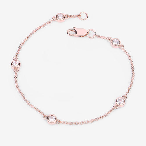 Pulsera de plata esterlina con morganita genuina de 0.45 quilates