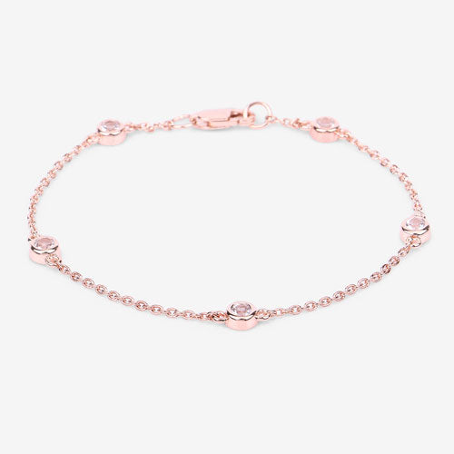 Pulsera de plata esterlina con morganita genuina de 0.45 quilates
