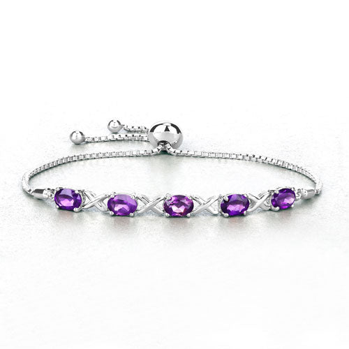 Pulsera de Amatista Genuina de 4.00 Quilates en Plata Esterlina .925