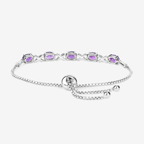 Pulsera de Amatista Genuina de 4.00 Quilates en Plata Esterlina .925