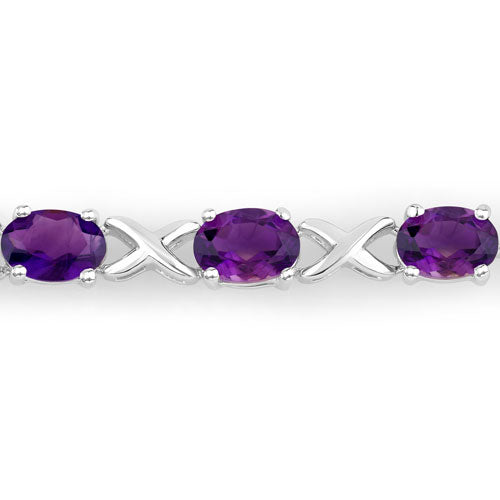 Pulsera de Amatista Genuina de 4.00 Quilates en Plata Esterlina .925
