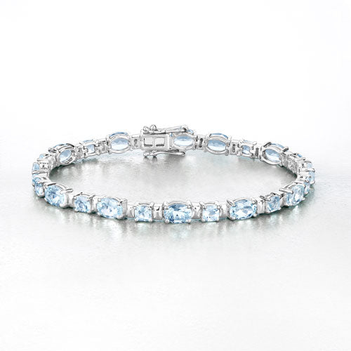 Pulsera de Plata Esterlina con Aguamarina Genuina de 10.06 Quilates