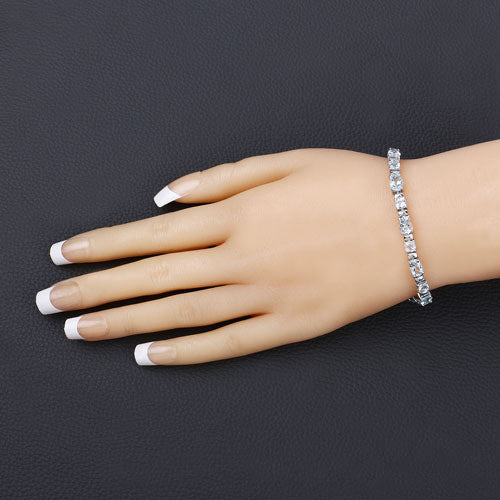 Pulsera de Plata Esterlina con Aguamarina Genuina de 10.06 Quilates