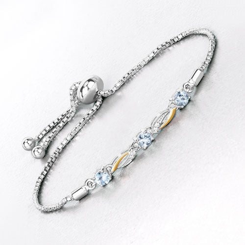 0.74 Carat Genuine Aquamarine & White Sapphire Bracelet
