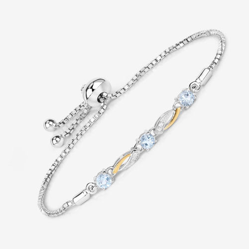 0.74 Carat Genuine Aquamarine & White Sapphire Bracelet