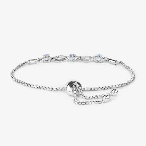 0.74 Carat Genuine Aquamarine & White Sapphire Bracelet