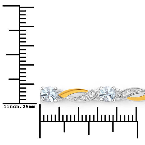 0.74 Carat Genuine Aquamarine & White Sapphire Bracelet