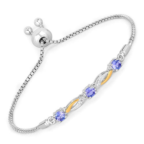 Bracelet en tanzanite véritable de 0,77 carat et saphirs blancs