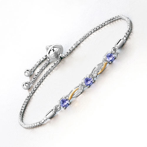 Bracelet en tanzanite véritable de 0,77 carat et saphirs blancs