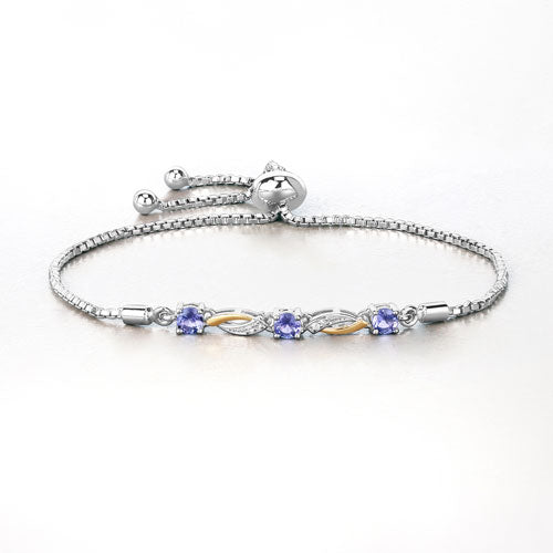 Bracelet en tanzanite véritable de 0,77 carat et saphirs blancs