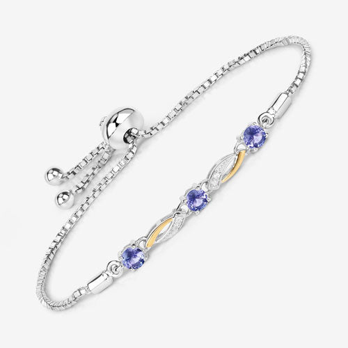 Bracelet en tanzanite véritable de 0,77 carat et saphirs blancs