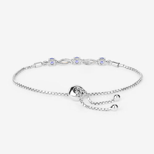Bracelet en tanzanite véritable de 0,77 carat et saphirs blancs