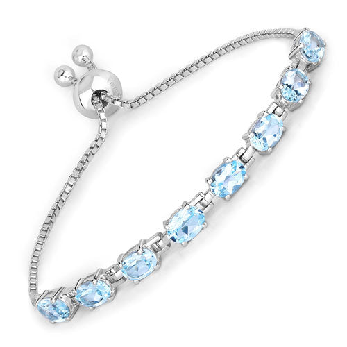 Bracelet en argent sterling avec topaze bleue véritable de 7,60 carats